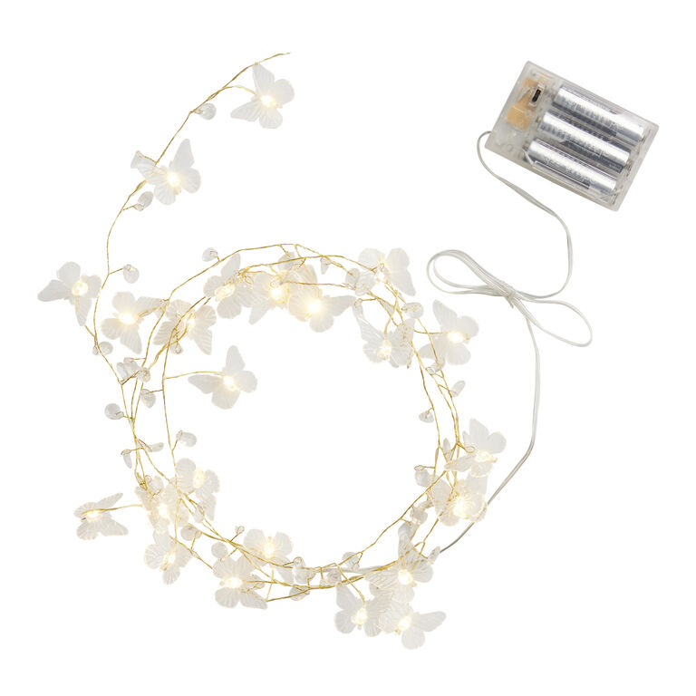 Clear Butterfly Micro LED 24 Bulb Battery Operated String Lights image number 1