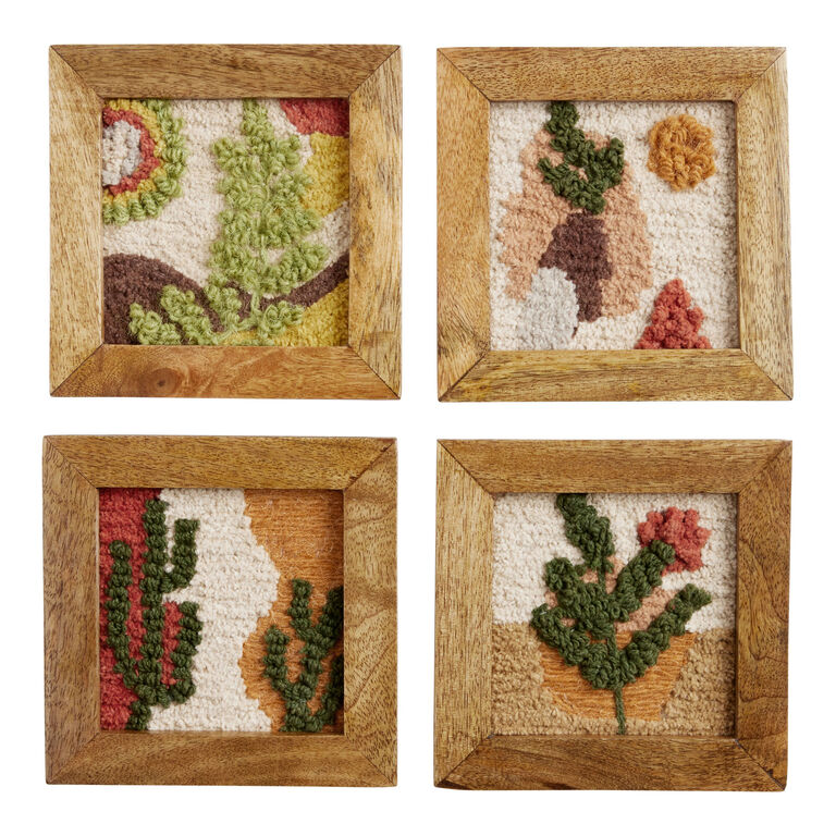Mini Botanical Tufted Textile Framed Wall Art 4 Piece image number 1