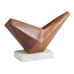 Wood and Marble Abstract Bird Decor