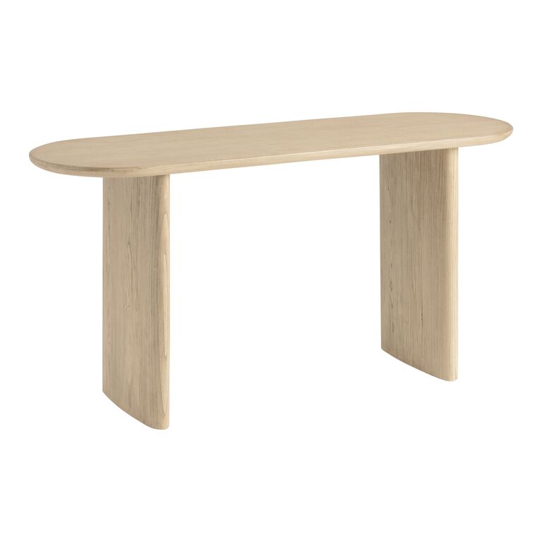 Zeke Oval Brushed Wood Console Table image number 1