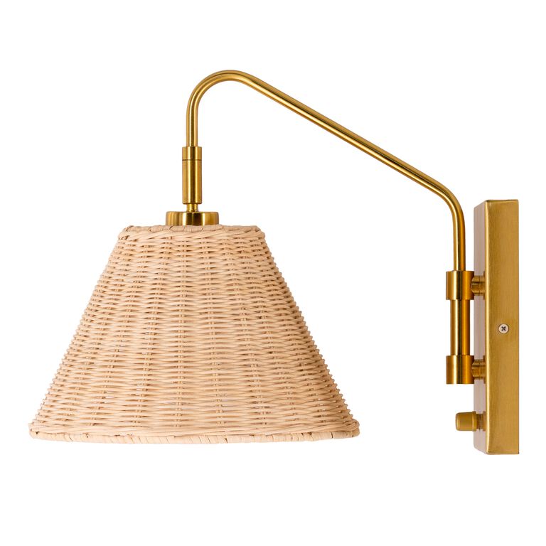 Cerro Gold And Rattan Dome Wall Sconce image number 3