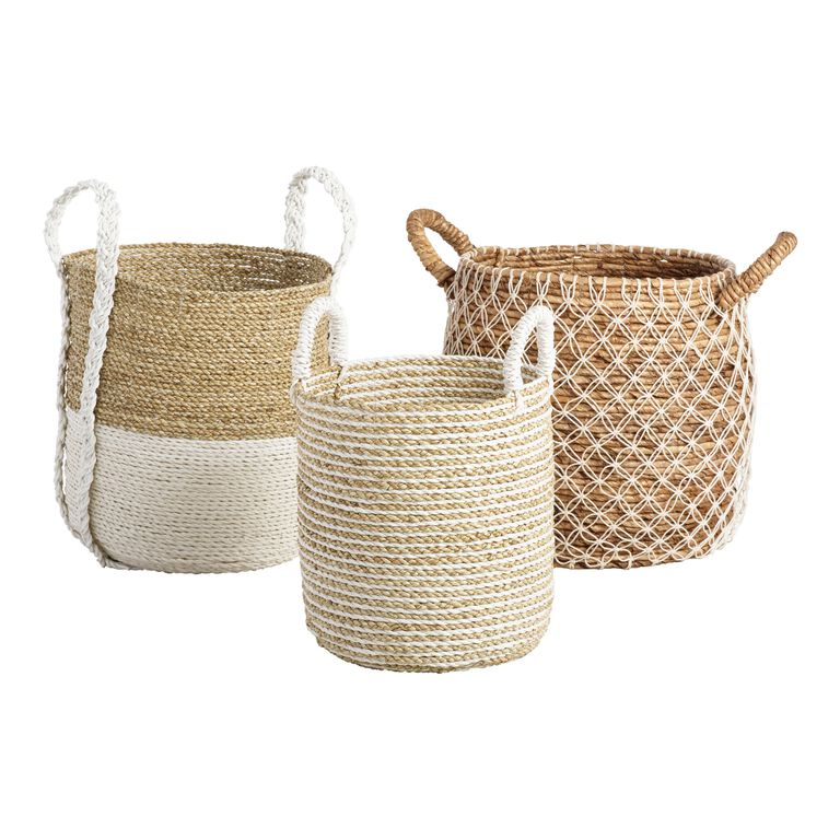Bianca Two Tone Seagrass Tote Basket image number 3