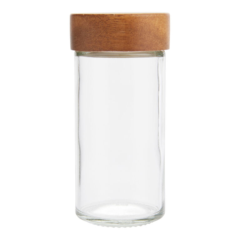 Mini Glass and Wood Spice Jar with Shaker Insert Set of 2 image number 1