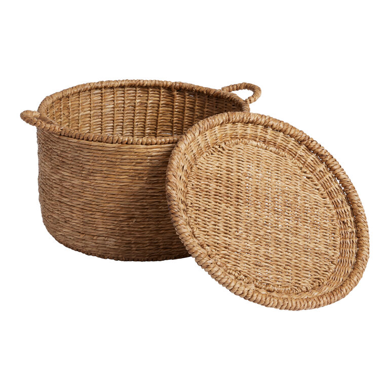 Nenita Water Hyacinth and Rattan Basket With Tray Lid image number 3