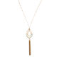 Gold Beaded Long Pendant Necklace With Tassel image number 0