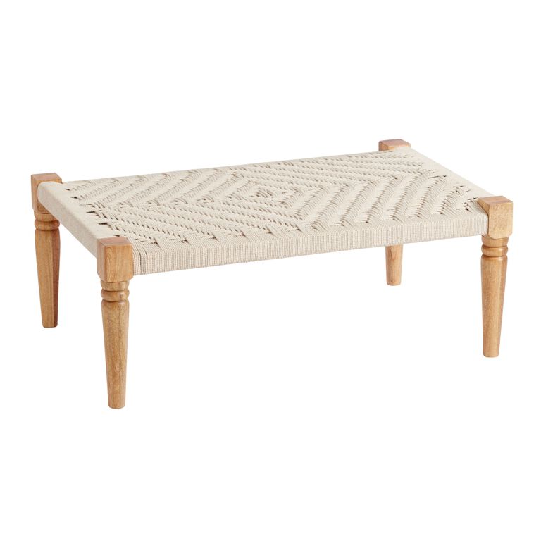 CRAFT Malaki Handwoven Ivory Rope and Wood Bench image number 1
