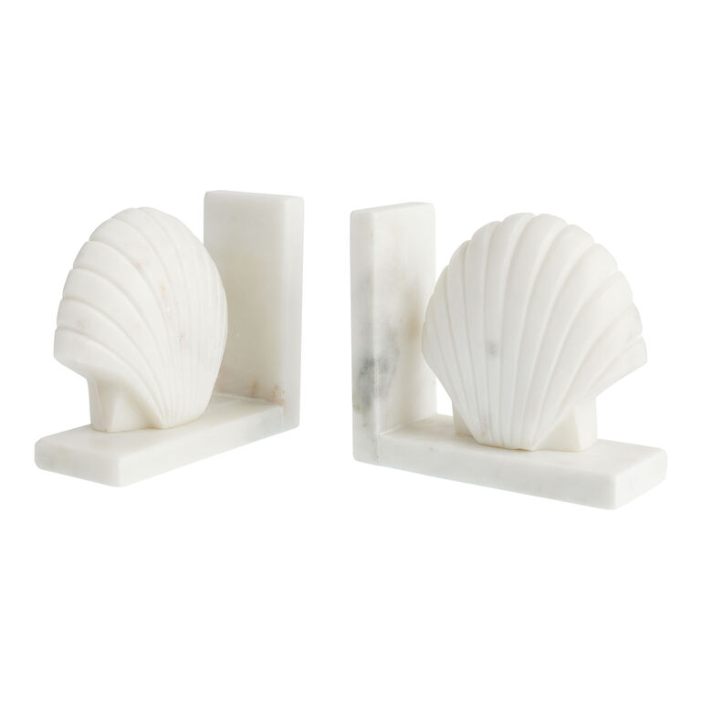 White Marble Shell Bookends image number 1