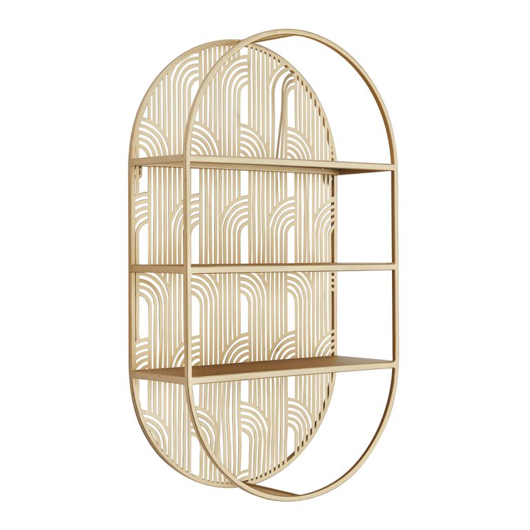 Oval Gold Art Deco 3 Tier Wall Shelf image number 3