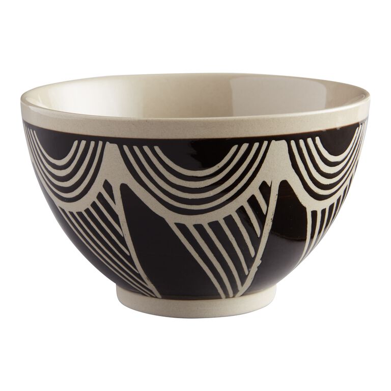 Black And Sand Two Row Wax Resist Noodle Bowl image number 1