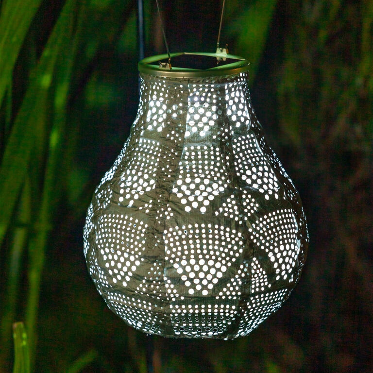 Geometric Wave Fabric Bulb Solar LED Lantern image number 5