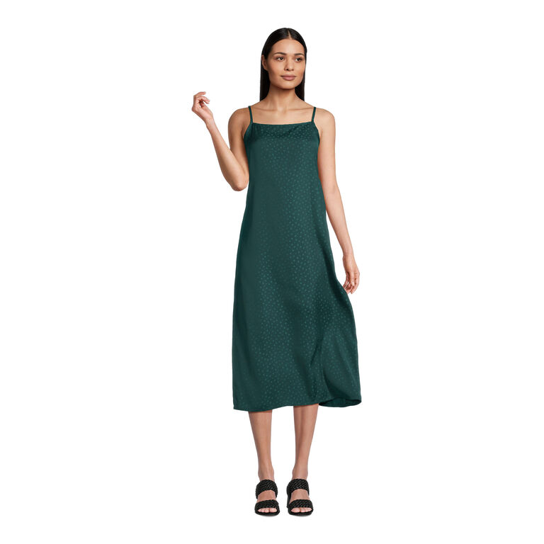 Pine Green Jacquard Floral Slip Dress image number 1