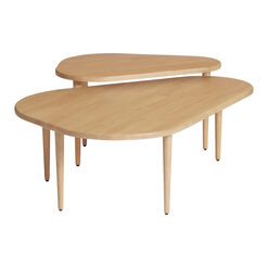 Barnes Golden Natural Wood Nesting Coffee Tables 2 Piece Set