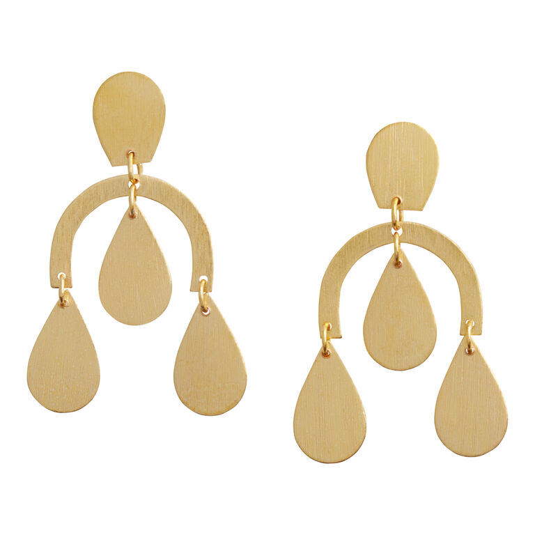 Gold Modern Teardrop Chandelier Drop Earrings image number 1