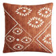 Rust Faux Patchwork Printed Indoor Outdoor Throw Pillow image number 0