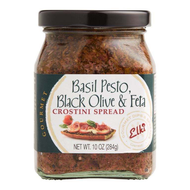 Elki Basil Pesto, Black Olive & Feta Crostini Spread image number 1