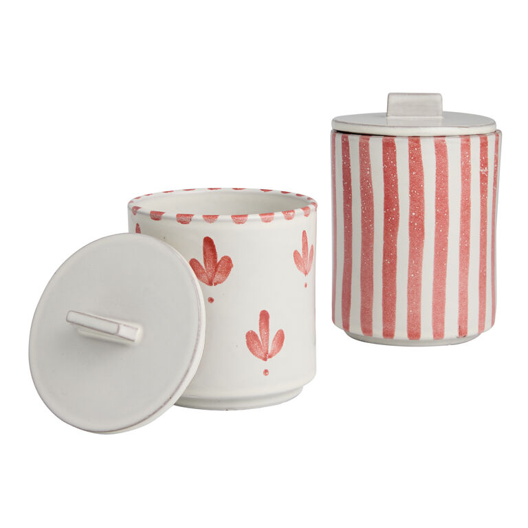 Almada Coral Hand Painted Storage Canister image number 1