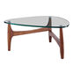 Kayla Triangular Walnut Wood and Glass Top Coffee Table image number 2