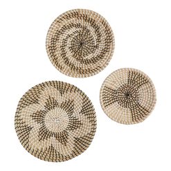 White and Gray Seagrass Woven Disc Wall Decor 3 Piece