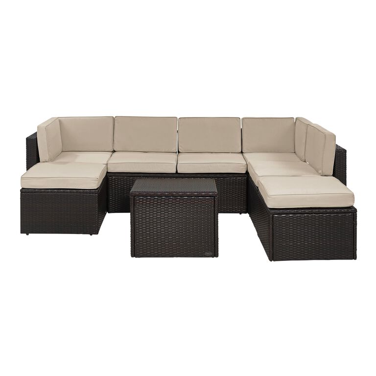 Pinamar Espresso and Sand All Weather 8 Pc Outdoor Sectional image number 3