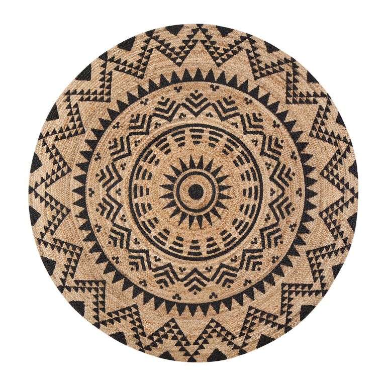 Round Natural and Black Jute Cortez Area Rug image number 1