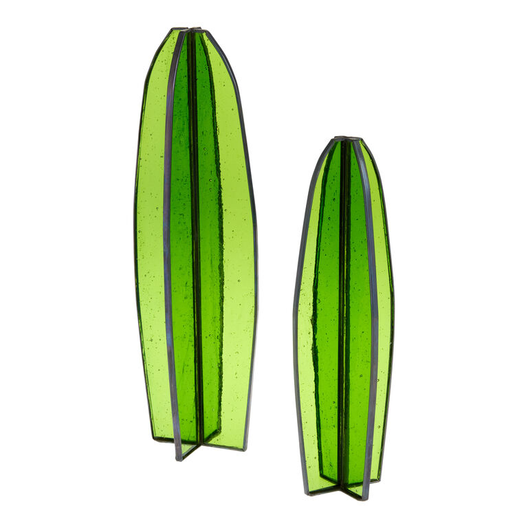 Green Stained Glass Cactus Decor image number 1