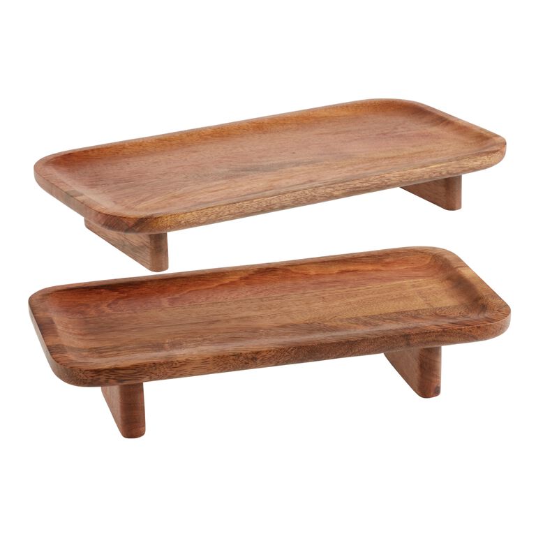 Mango Wood Footed Serving Tray image number 1