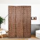 Brown Carved Wood Geo 3 Panel Folding Screen image number 4