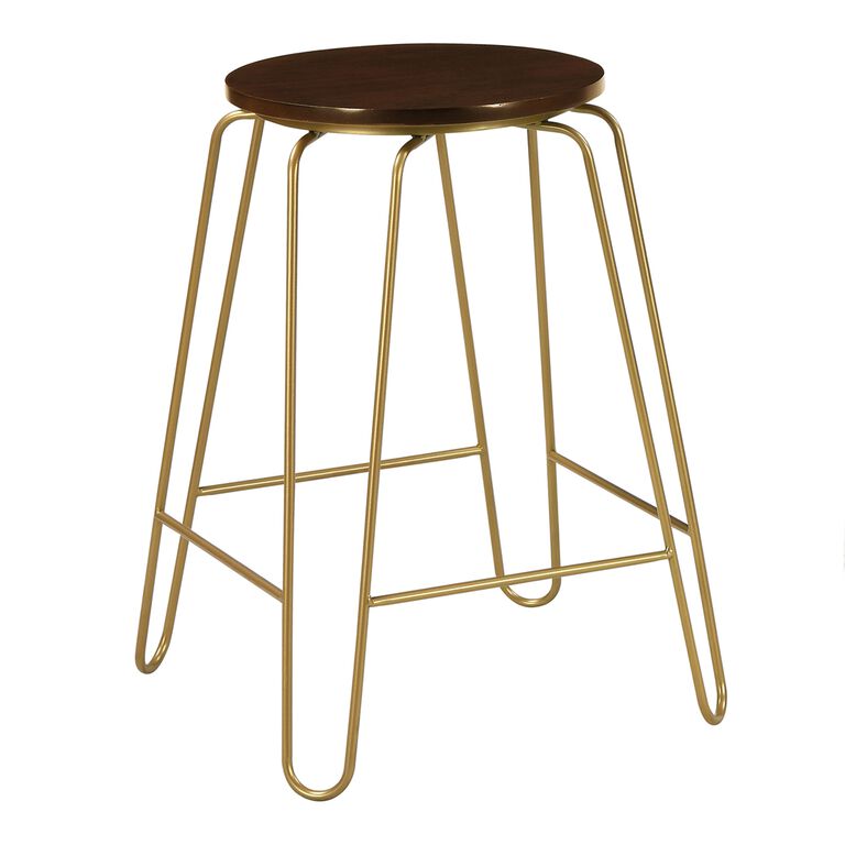 Ryker Gold Hairpin and Elm Backless Counter Stool Set of 2 image number 1