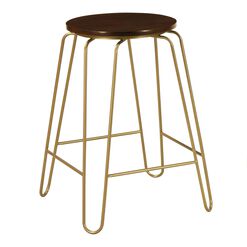 Ryker Gold Hairpin and Elm Backless Counter Stool Set of 2