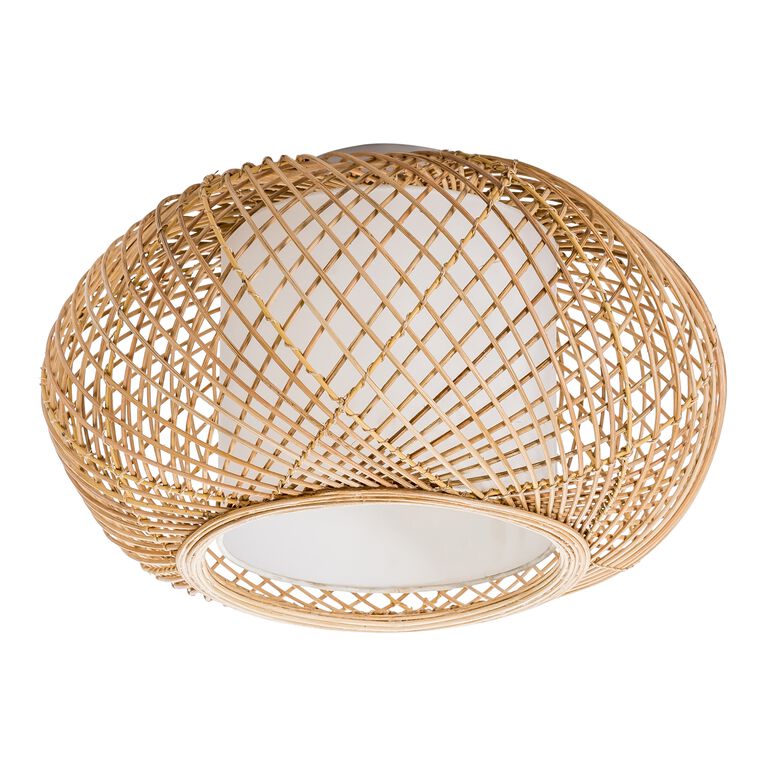 Reyna Natural Wicker And Jute Flush Mount Ceiling Light image number 1