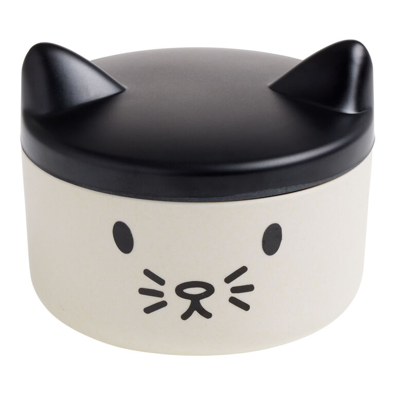 White and Black Bamboo Customizable Pet Treat Container image number 3