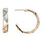 Gold And Faux Abalone Shell Hexagon Hoop Earrings image number 0