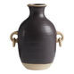 Black And Natural Ceramic Vase With Ringed Handles image number 0