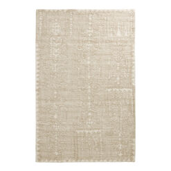 Jaya Tan and White Traditional Style Tufted Wool Area Rug