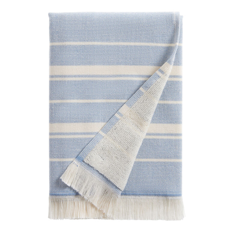 Lisbon Light Blue And Ivory Turkish Style Hand Towel image number 1