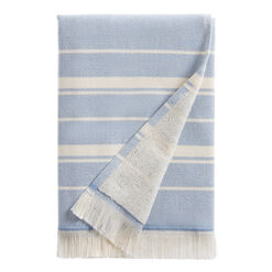 Lisbon Light Blue And Ivory Turkish Style Hand Towel