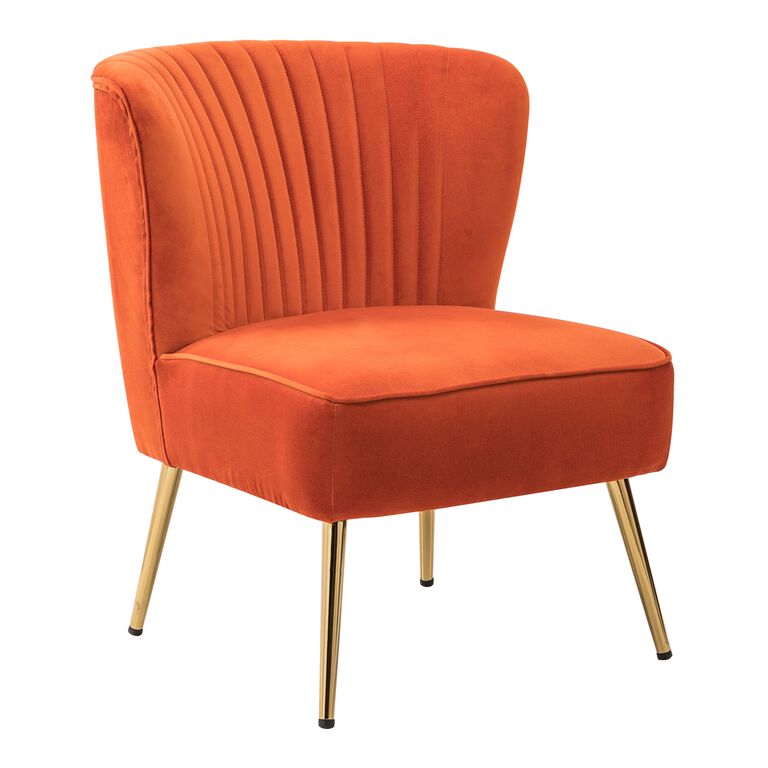 Gretna Velvet Channel Back Upholstered Chair image number 1