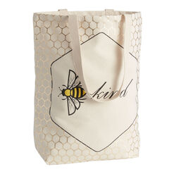 Gold Foil Bee Kind Canvas Tote Bag