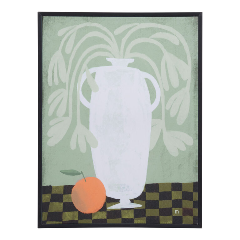 White Vase and Orange By Marco Marella Canvas Wall Art image number 1