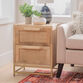 Cresset Wood and Rattan Cane 2 Drawer Storage Cabinet image number 1