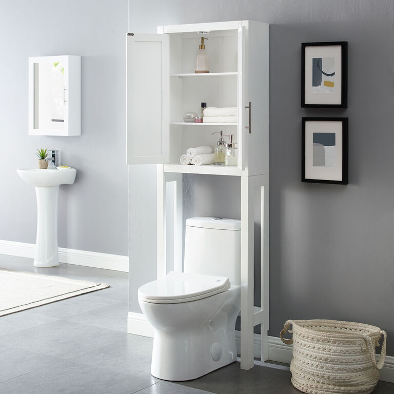 Windport Tall White Bathroom Space Saver Cabinet image number 4