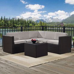 Pinamar Espresso and Gray All Weather 6 Pc Outdoor Sectional