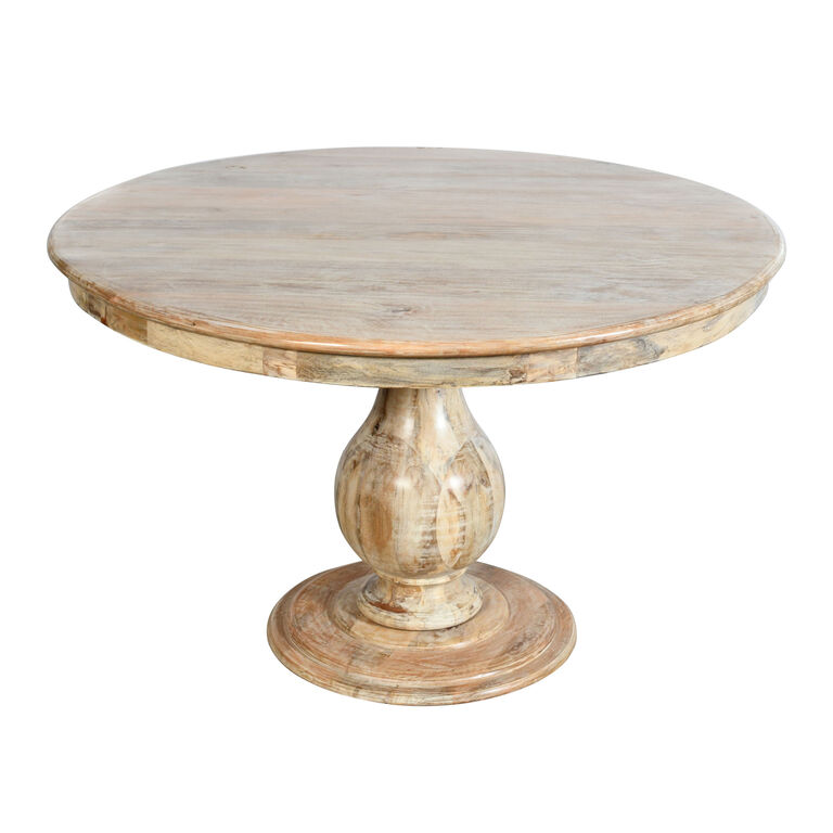 Lilestone Round Natural Mango Wood Pedestal Dining Table image number 1