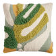 Green Tufted Monstera Leaf Throw Pillow image number 0