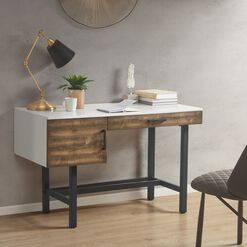 Lou Black And White Wood Desk With Storage