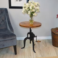 Wood And Metal Adjustable Ornella Side Table