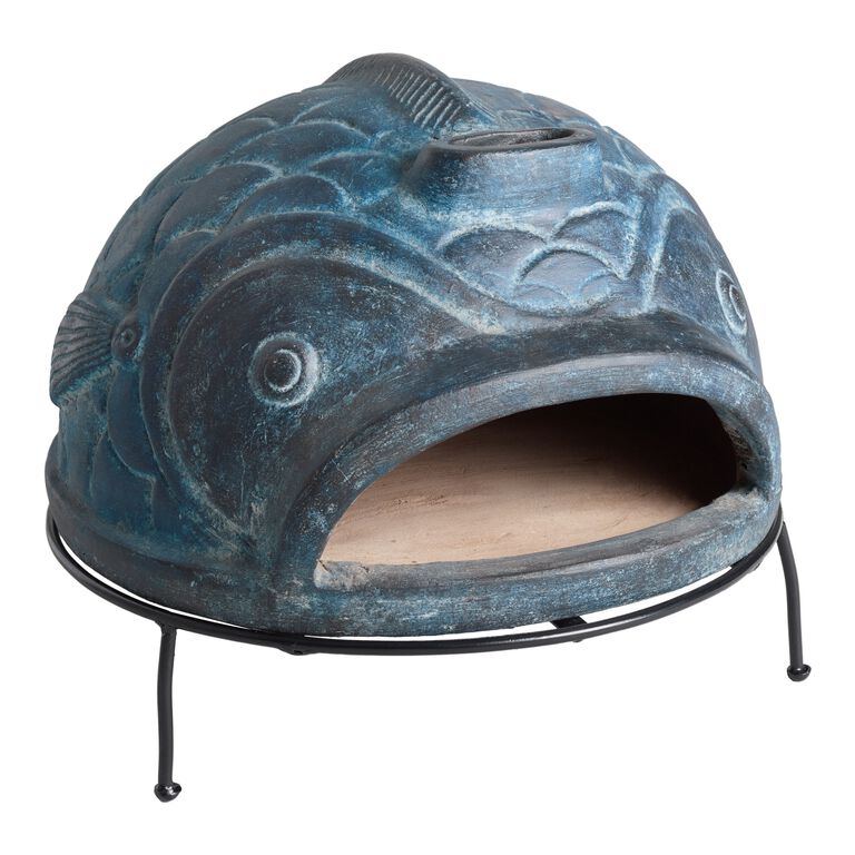 Blue Terracotta Fish Pizza Oven image number 1