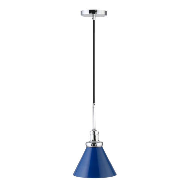 Matt Blue Metal Cone Shade Pendant Lamp image number 1