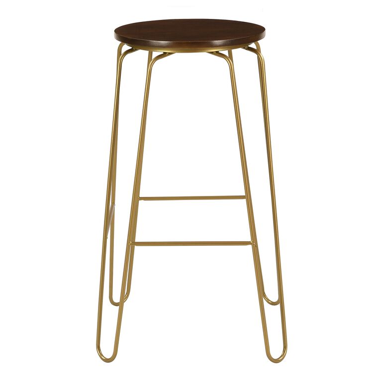 Ryker Gold Hairpin and Elm Backless Barstool Set of 2 image number 3