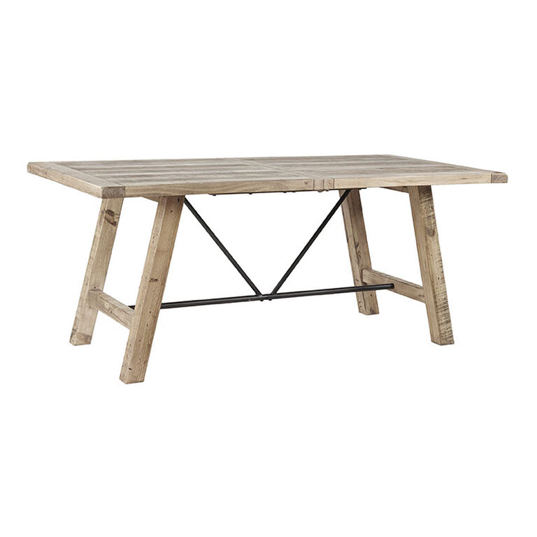 Verde Natural Pine Wood and Metal Dining Table image number 1